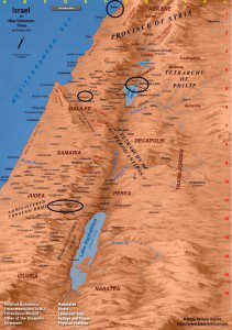 Jesus of Nazareth - Tyre to the N. - Israel, Judea map