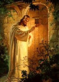 Jesus standing at a door knocking