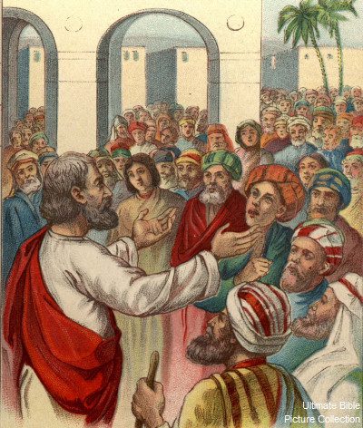 Acts testimony of Peter preaching to the crowds