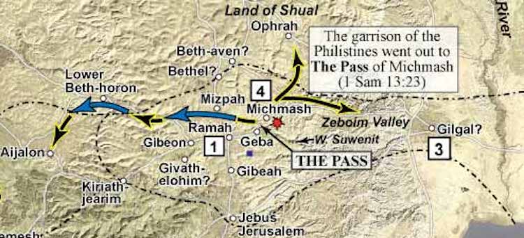 Saul map gibeah-micmash