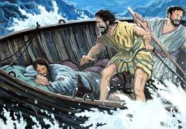 Jesus asleep in boat Mat 8