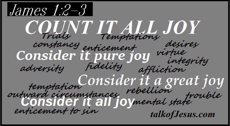 James 1:2-3 words meaning count or consider joy