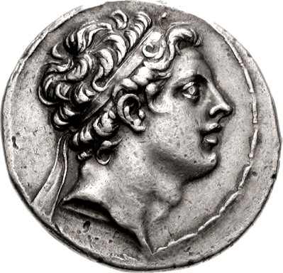 coin head of Antiochus IV Epiphanes