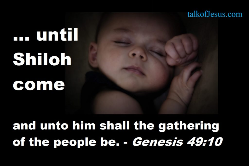 [image of the Christ child] until Shiloh come and unto him shall the gathering of the people be. Genesis 49:10 with picture of sleeping baby