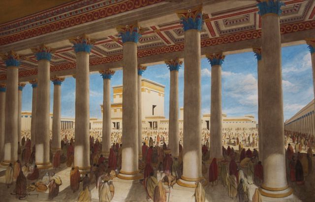 Solomon's portico with view of the Temple and crowds