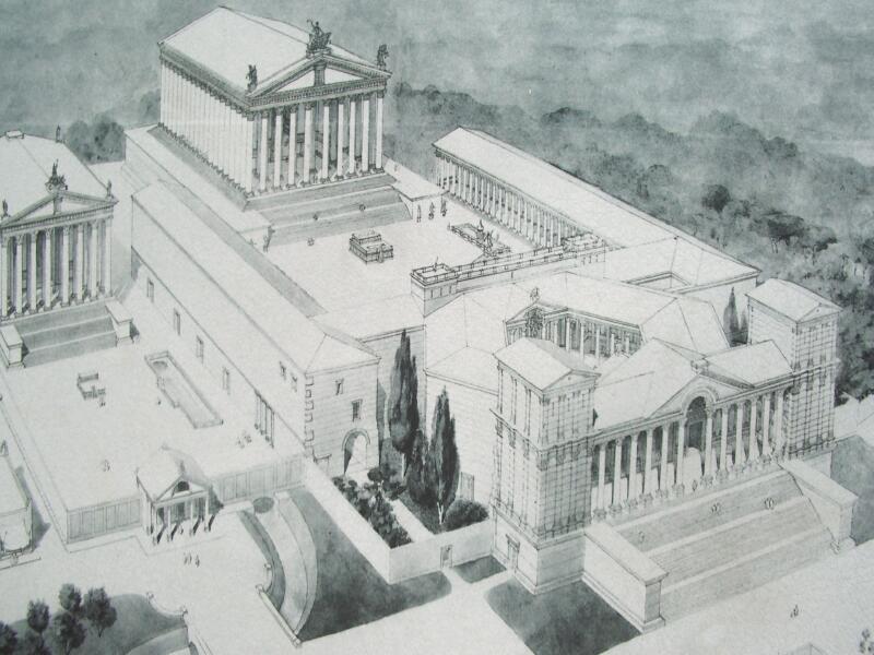 rendering of ancient temple grounds in Baalbek