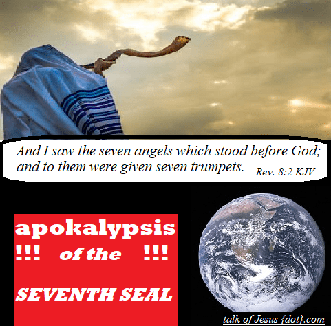 Revelation 8:2 KJV apokalypsis of the 7th seal pictured 2 (of seven trumpets) shofars