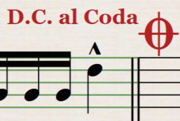 music with D.C. al Coda over notes