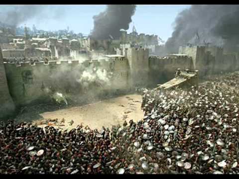 Sennacherib siege of Jerusalem painting with army outside wall
