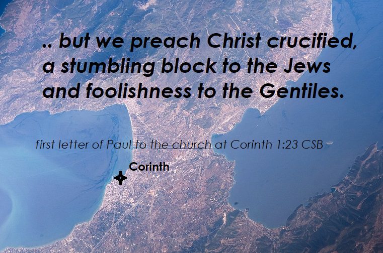 Google Earth map near Corinth. "We preach Christ Crucified