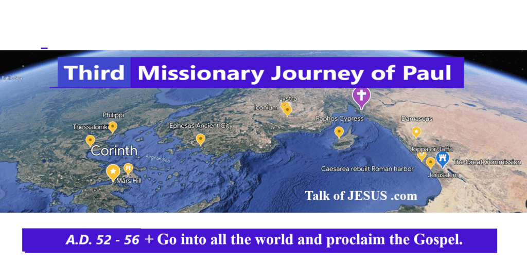 google earth map of third missionary journey of Paul - TalkofJESUS.com