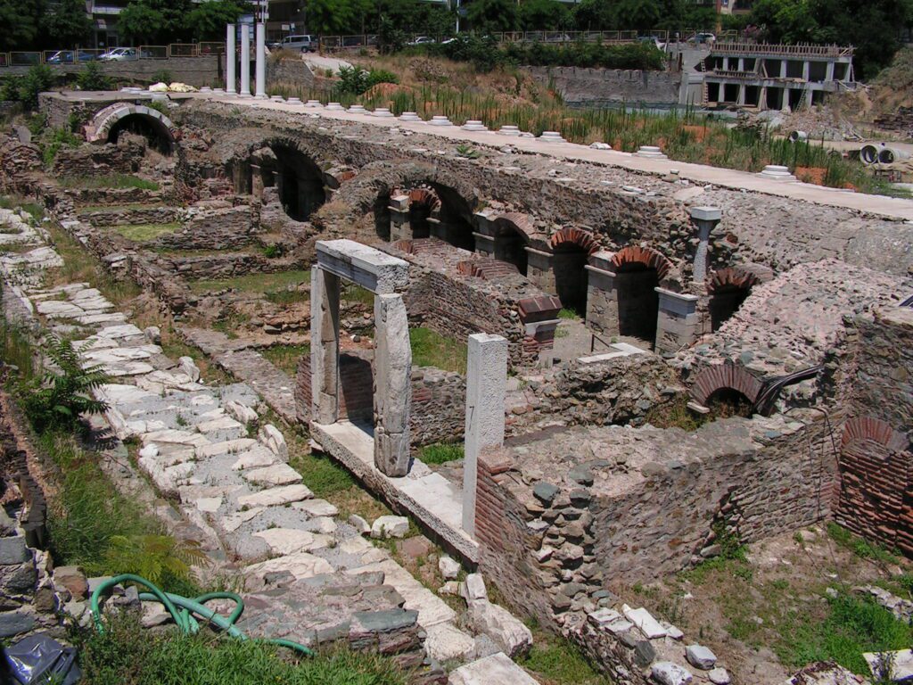archeological site in Thessaloniki of ruins of a Roman forum where the crowds of Acts of the Apostles 17 would have gathered 