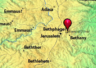 Bethphage, Bethany map