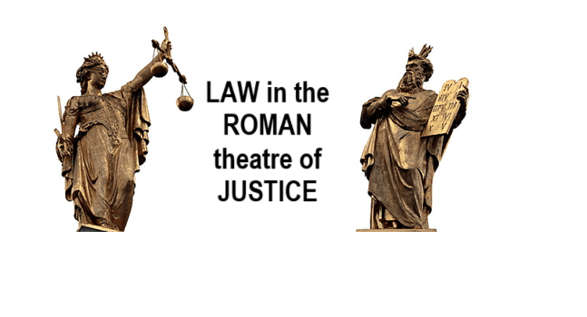 Justina Roman goddess pictured "LAW in the Roman theatre of JUSTICE 