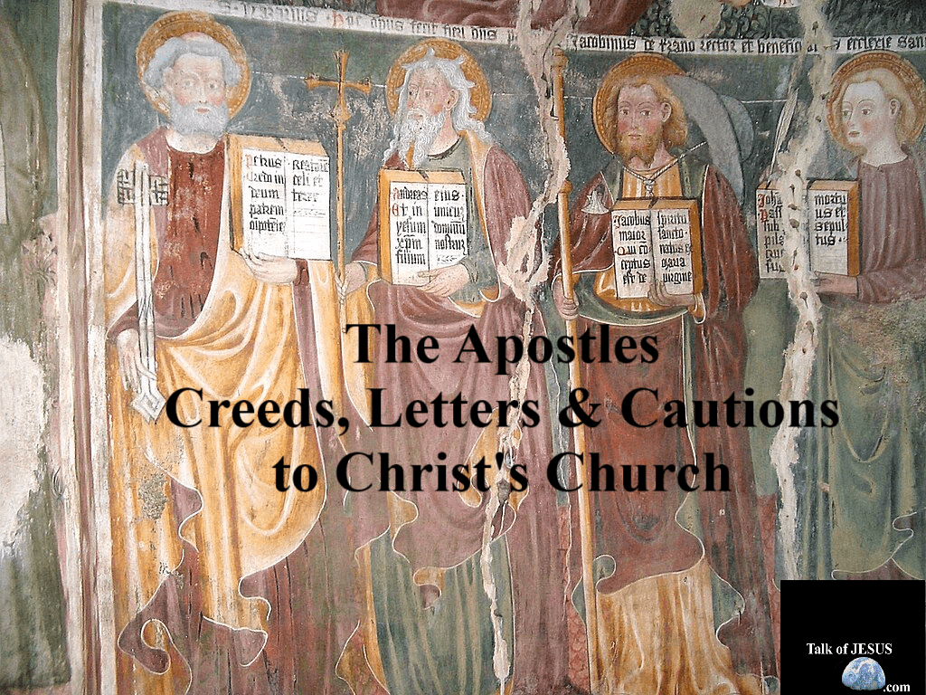 The Apostles Creeds, Letters and Cautions to Christ's church with art representing Peter Paul James and John