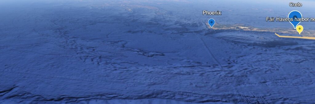 south shore of Crete between Fair Havens and Phoenix