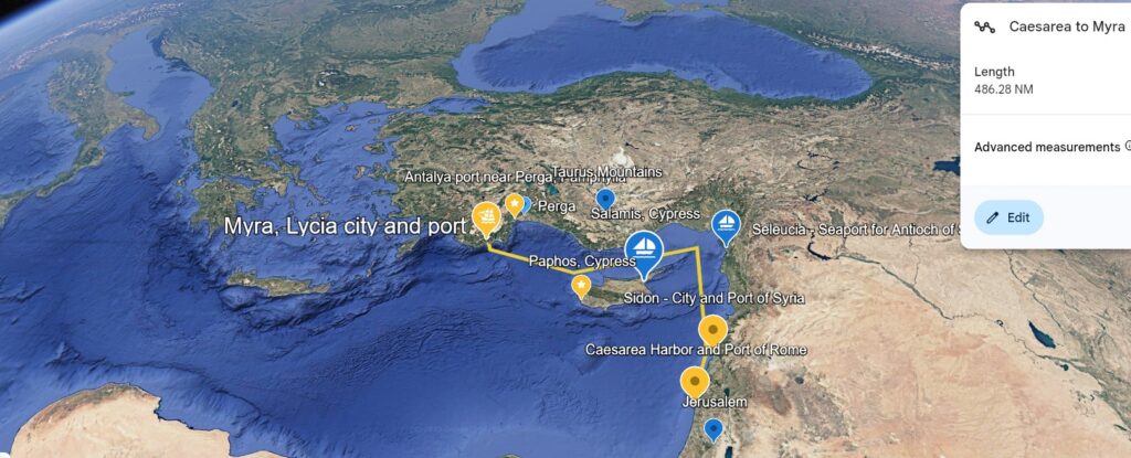 Voyage of Paul's first ship as a prisoner of Rome