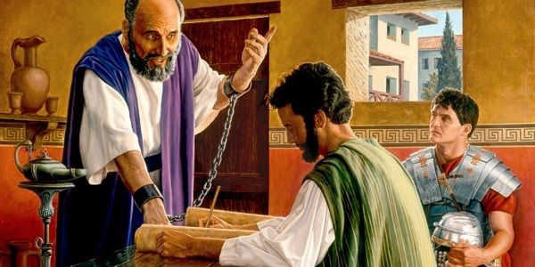 Paul under house arrest with Luke, his scribe and physician and a Roman Centurian responsible for his prisoner