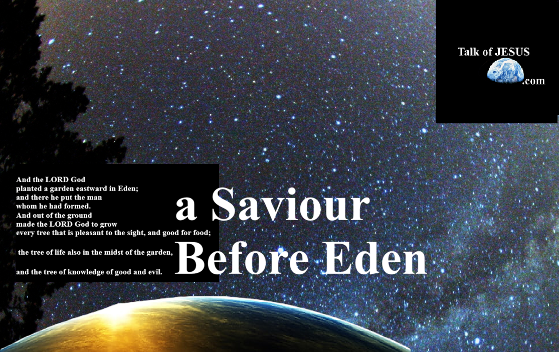 a Saviour Before Eden Talk of JESUS SERIES cover with earth and milky way and Genesis 2:8-9 KJV